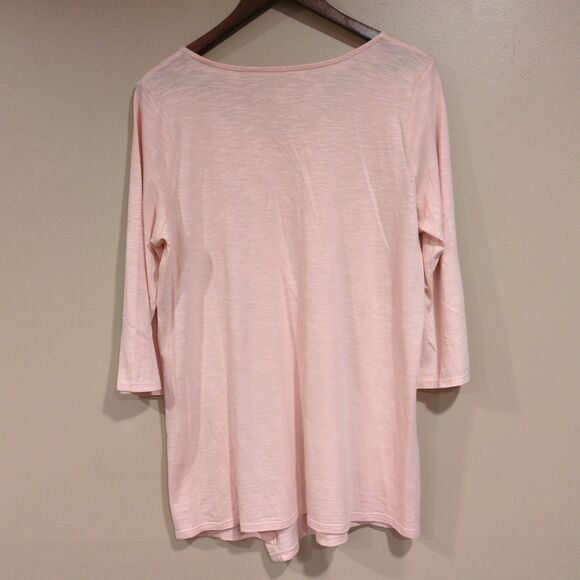 J.Jill Pure Jill Asymmetric Button Tunic Womens M Pink Cotton Modal 3/4 Sleeve - Picture 3 of 9